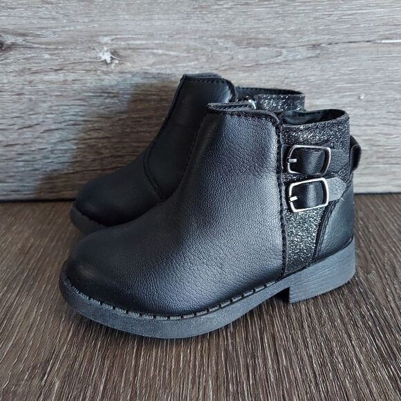 OshKosh B'gosh Banu Infant Girl's Black Ankle Boots Size 5 - Picture 4 of 8